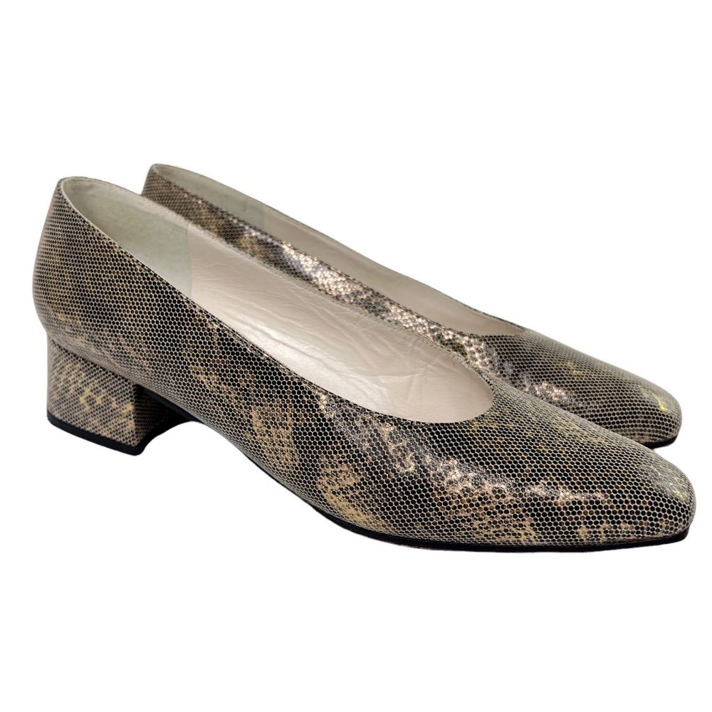 Stuart Weitzman Slip On Snake Embossed Leather Sl… - image 2